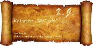 Kriston Jákó névjegykártya